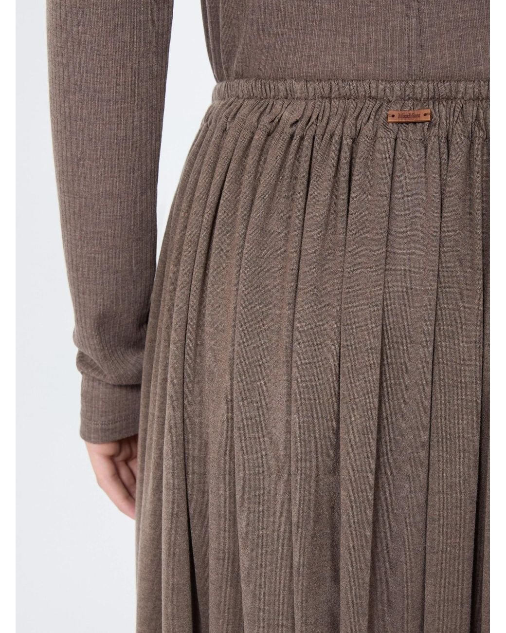 Max Mara Brown Livrea Pleated Maxi Skirt