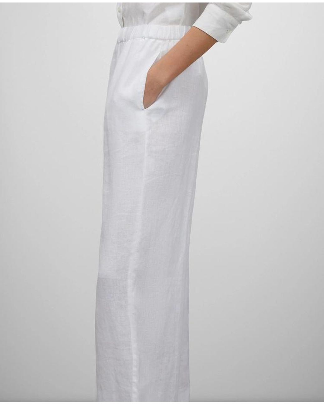 Aspesi White Pleated Wide-Leg Trousers