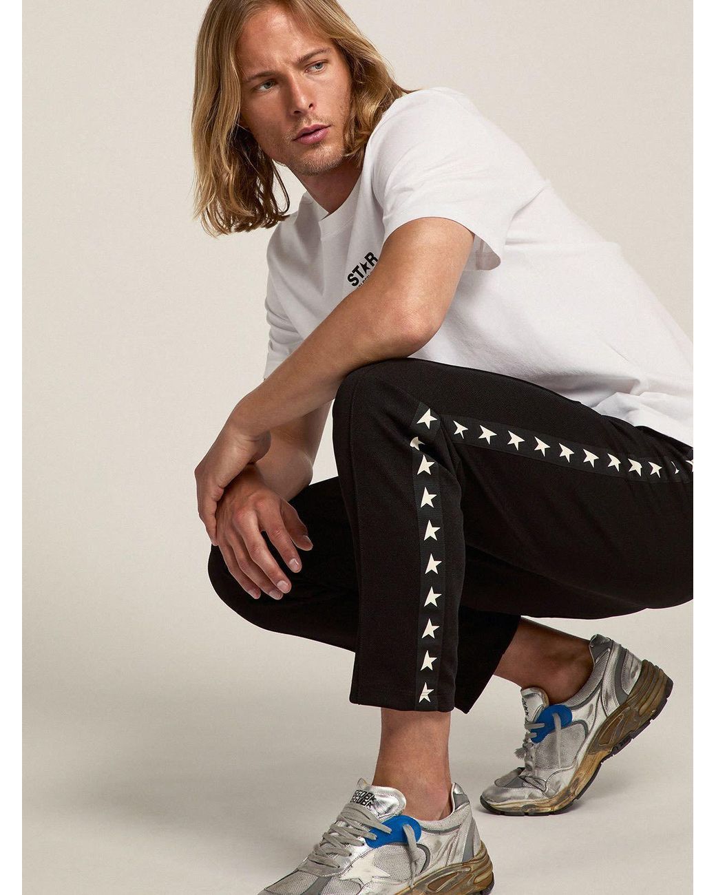 Golden Goose Deluxe Brand White Golden Collection T-Shirt With Contrasting Logo On The Front for men