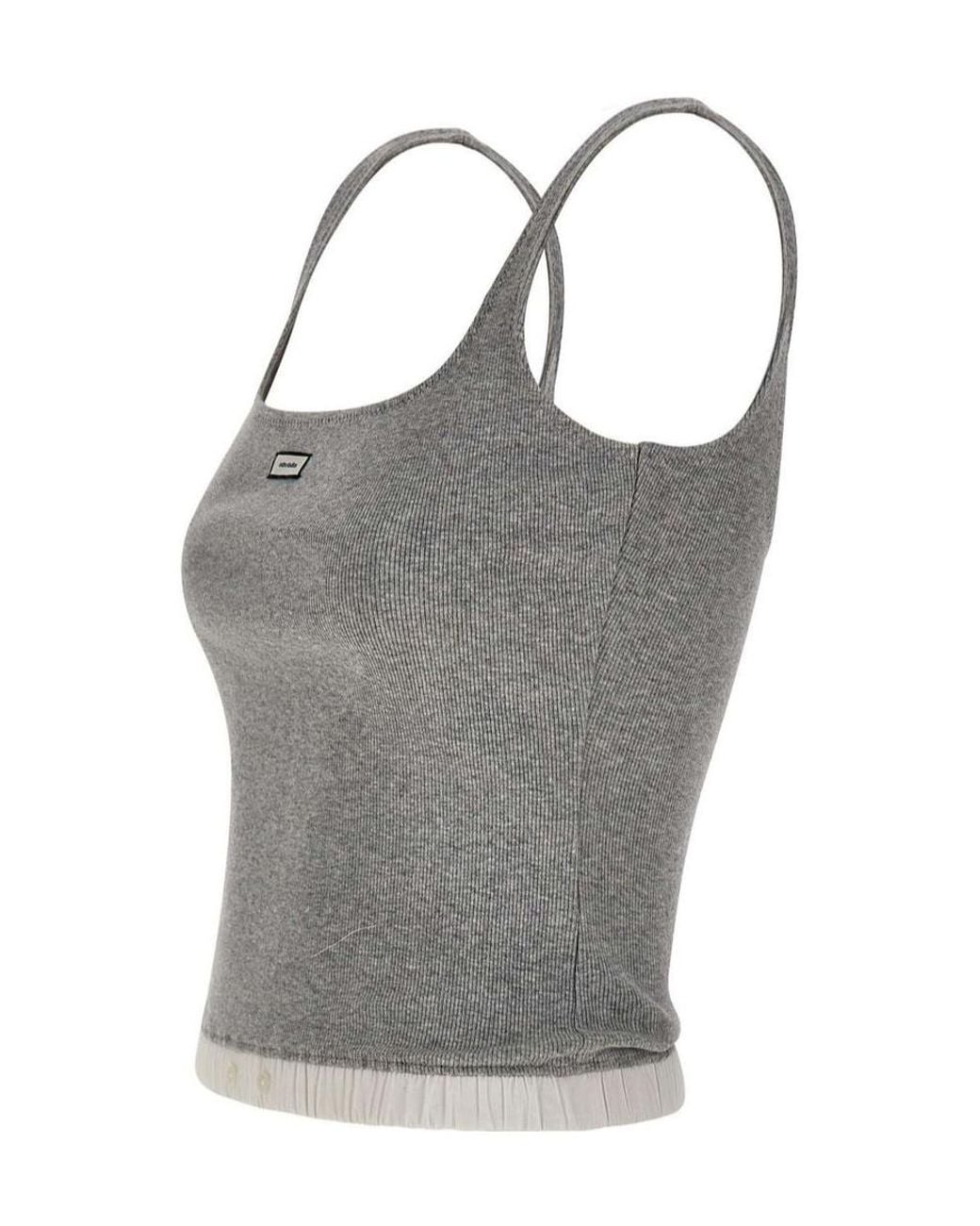 Entire studios Gray Cropped Ribbed Knitted Top