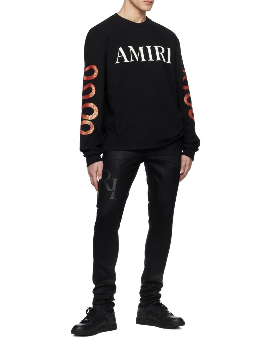 Amiri Black Logo-Print Long-Sleeve T-Shirt for men