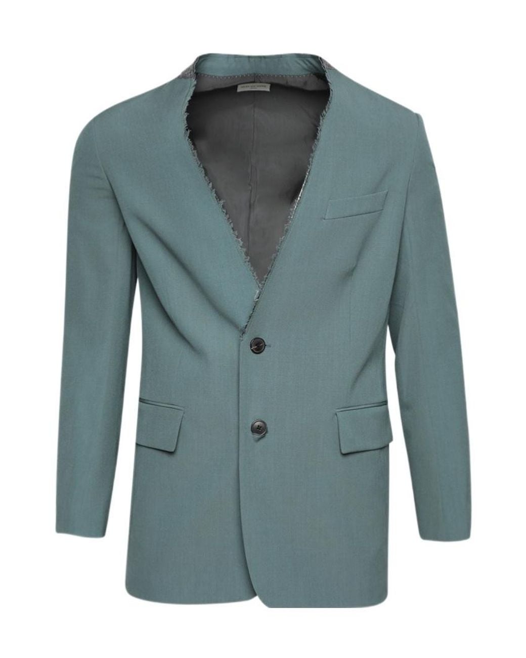 Dries Van Noten Blue Single-Breasted Long-Sleeved Jacket for men