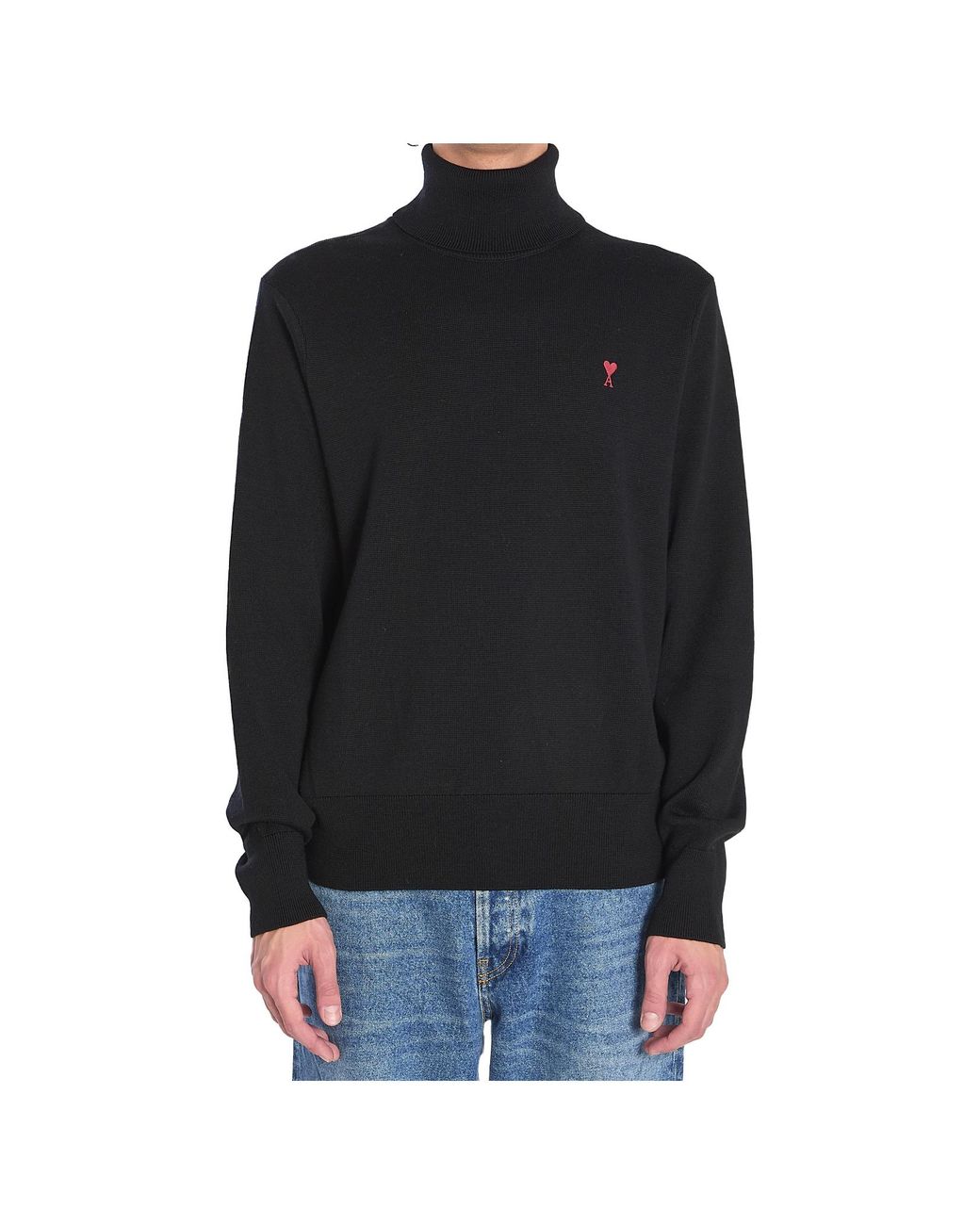 AMI Black Ami De Coeur Turtleneck Jumper for men
