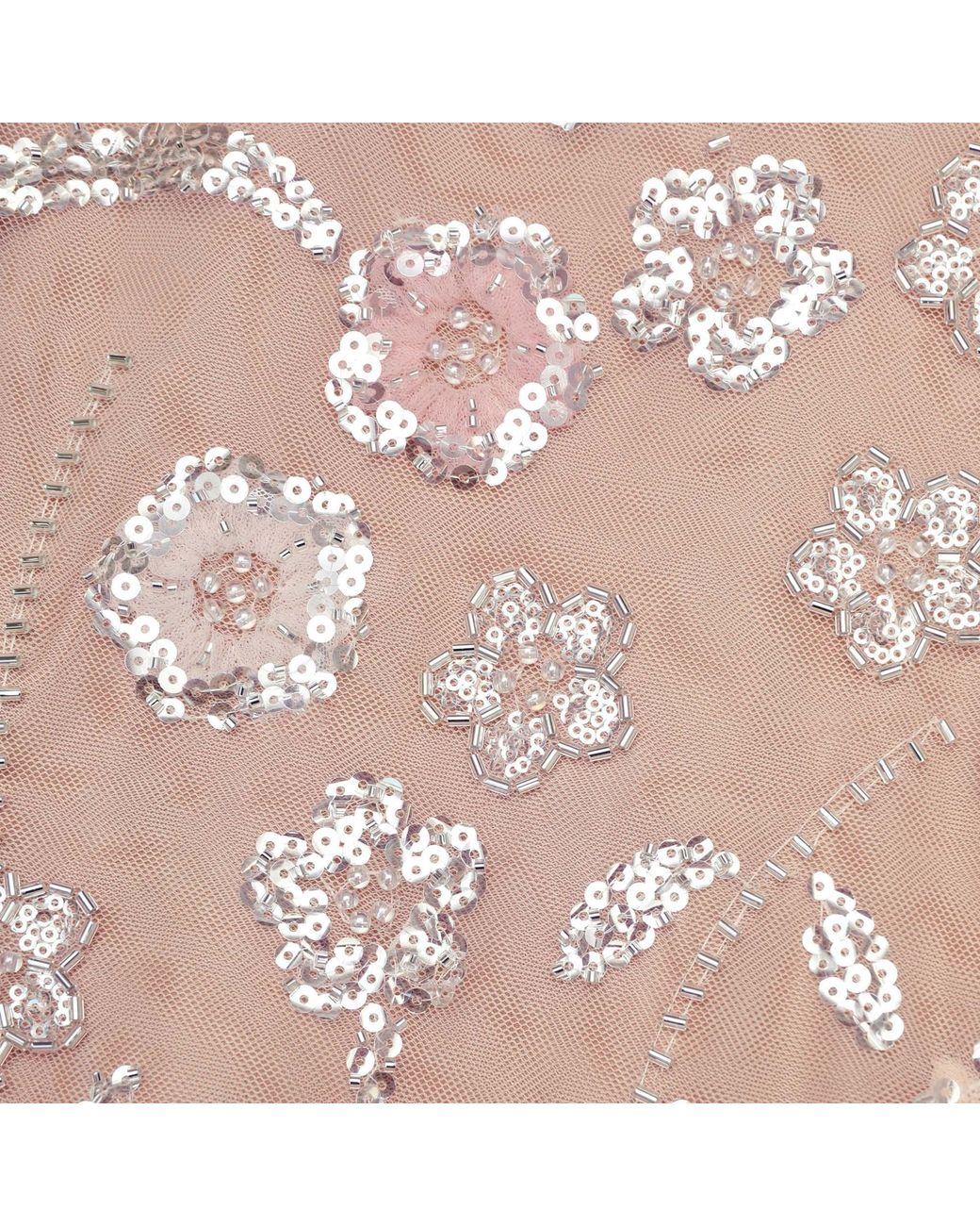 Self-Portrait Natural Flower Sequin Embellished Midi Dress