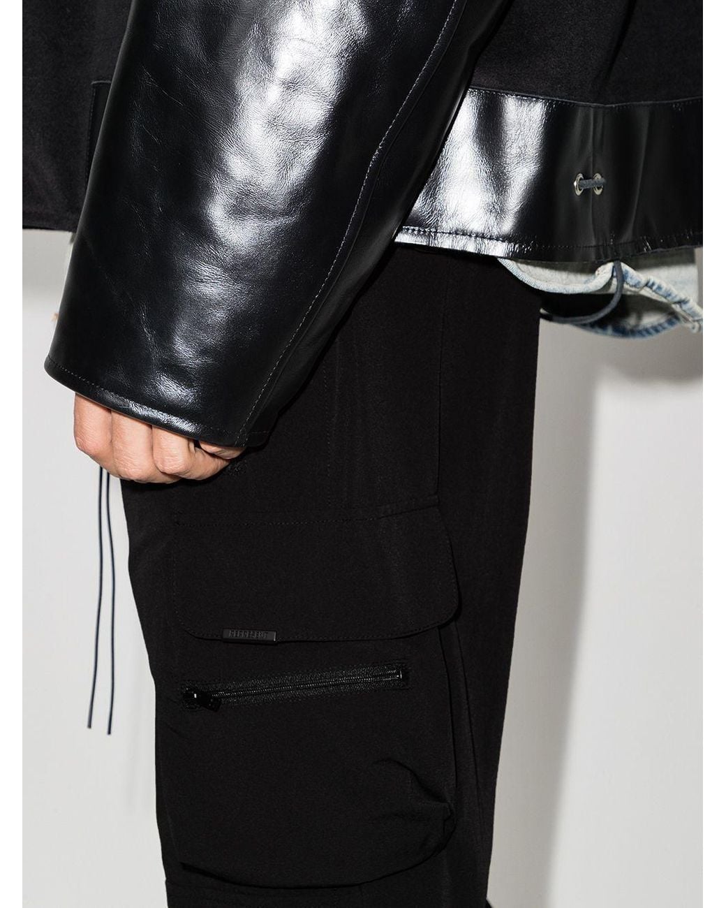 Represent Black Cargo Trousers for men
