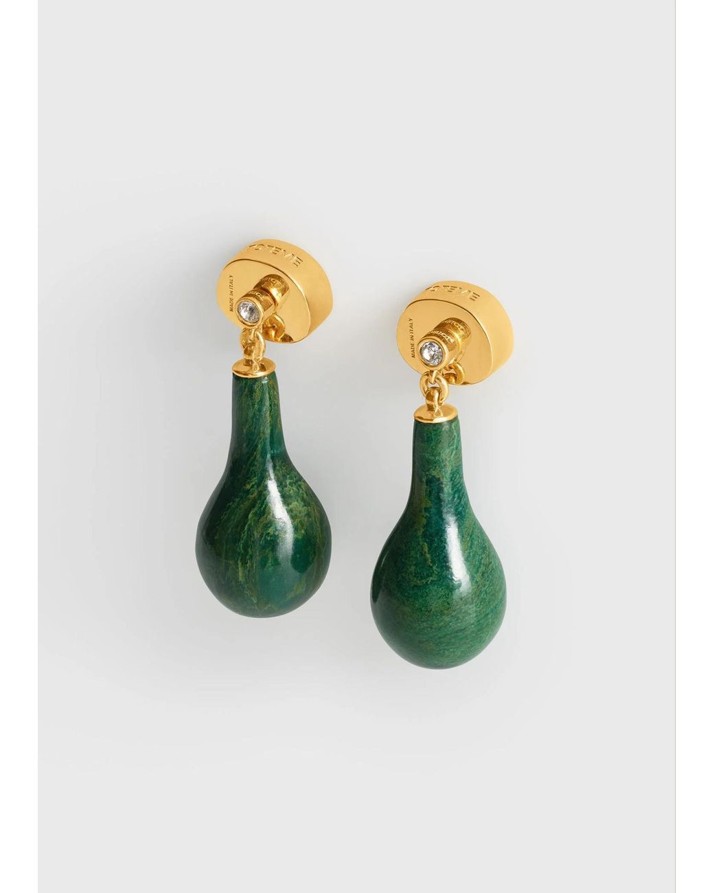 Totême Green Jade Drop-Design Earrings