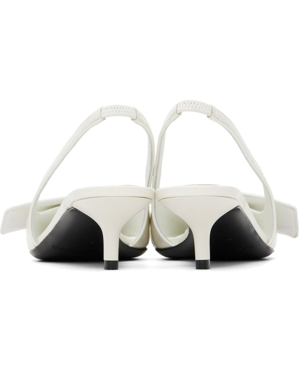 Courreges White Courrèges Fold Iced Leather Slingback Pumps