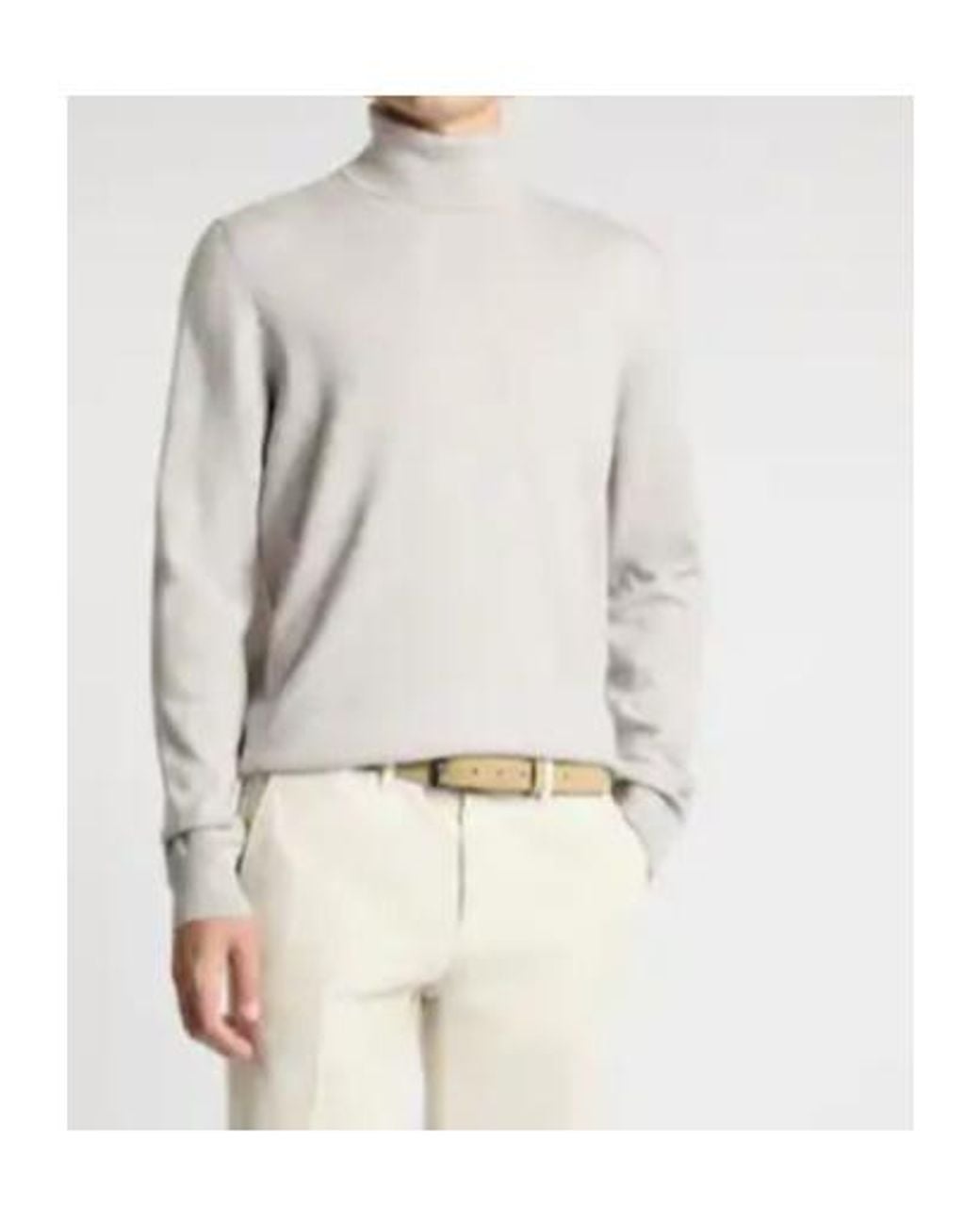 Fay White Ribbed Turtleneck Knitted Sweater for men