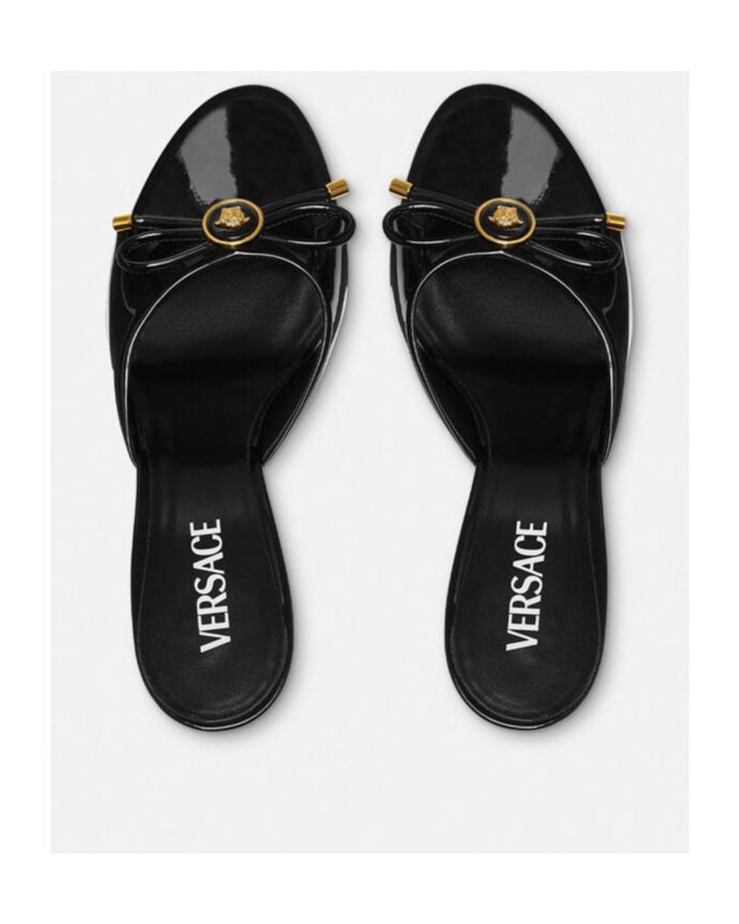 Versace Black Opera Bow Heeled Mules