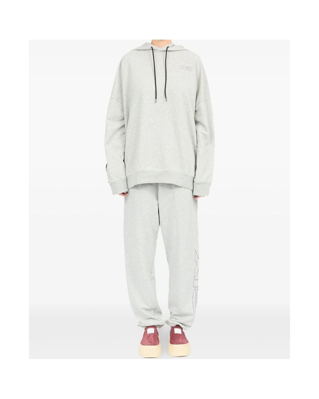 MM6 by Maison Margiela Gray Double Front Drawstring Hoodie