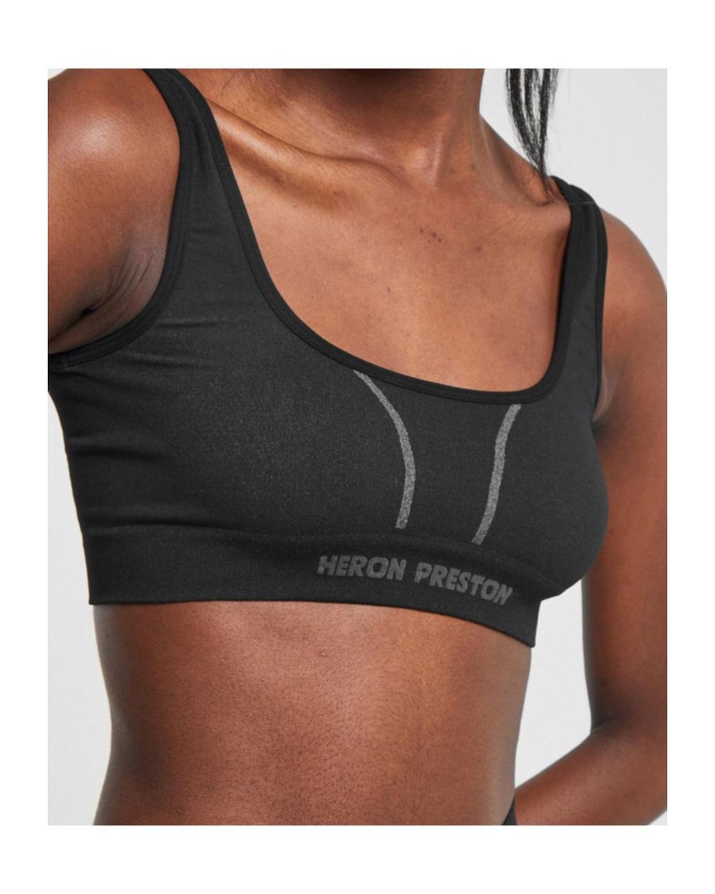 Heron Preston Black Cropped Logo Sport Tank Top