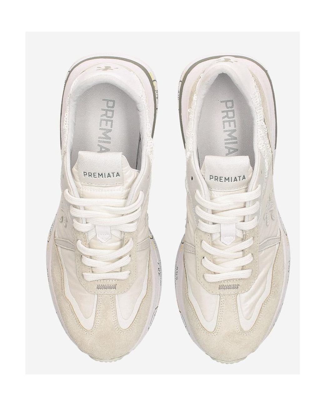 Premiata White Low Lace-Up Sneakers