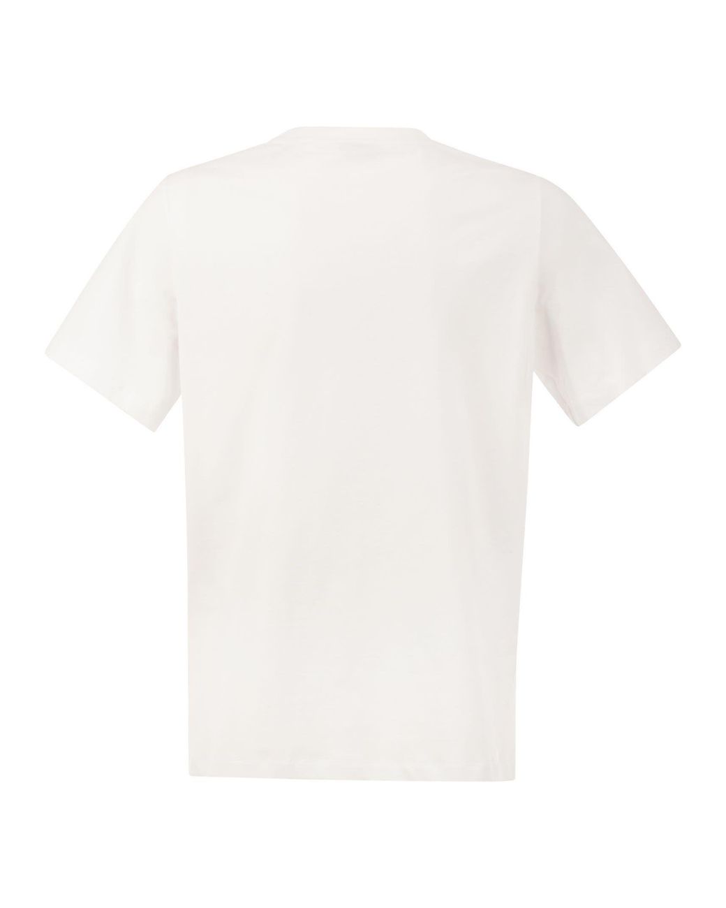 Peserico White Stretch Cotton T-Shirt With Punto Luce Chest Pocket Detail