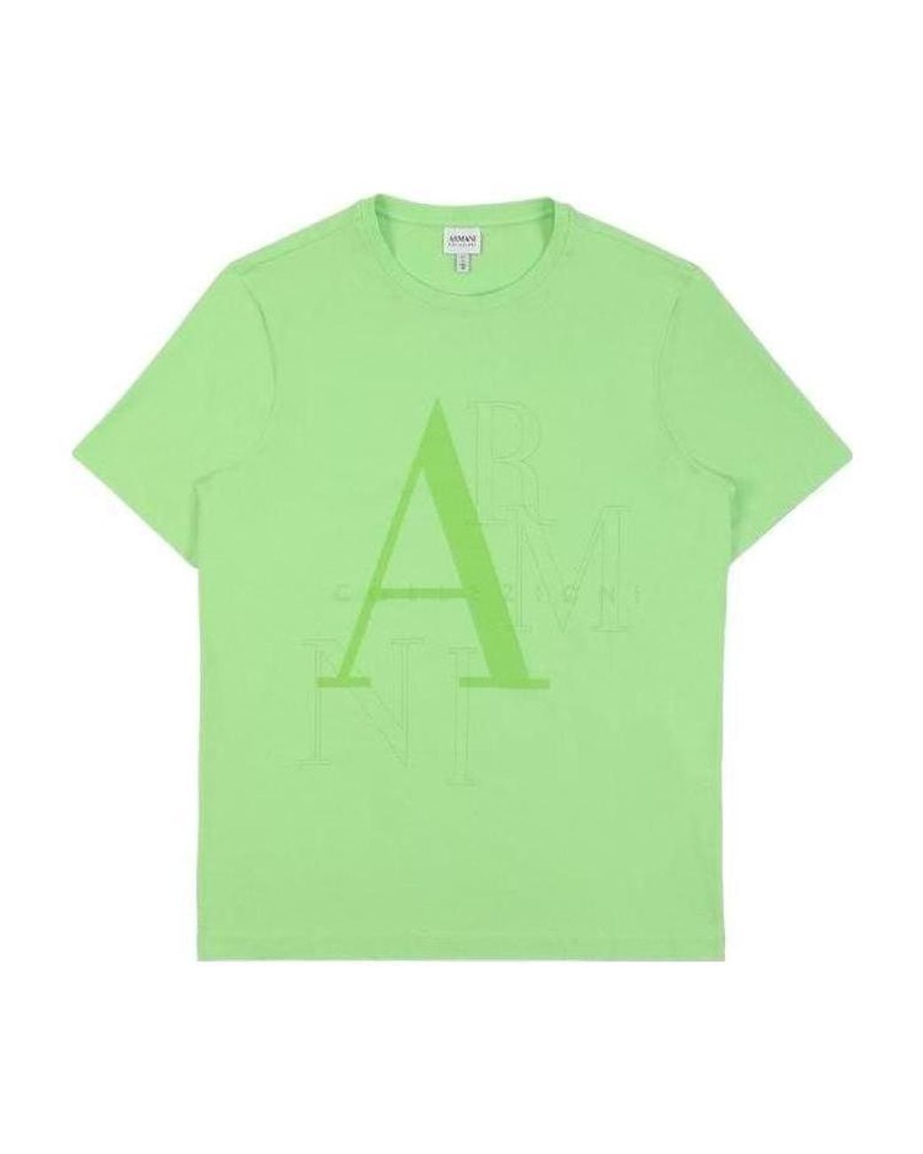 Armani Collezioni Green Printed Round-Necked T-Shirt for men