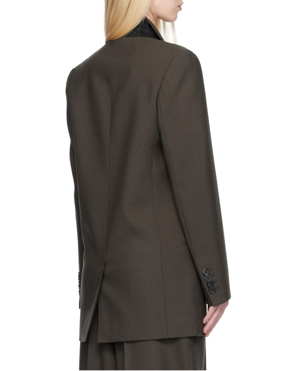 Totême Brown Totême Double-Breasted Peak-Lapel Blazer