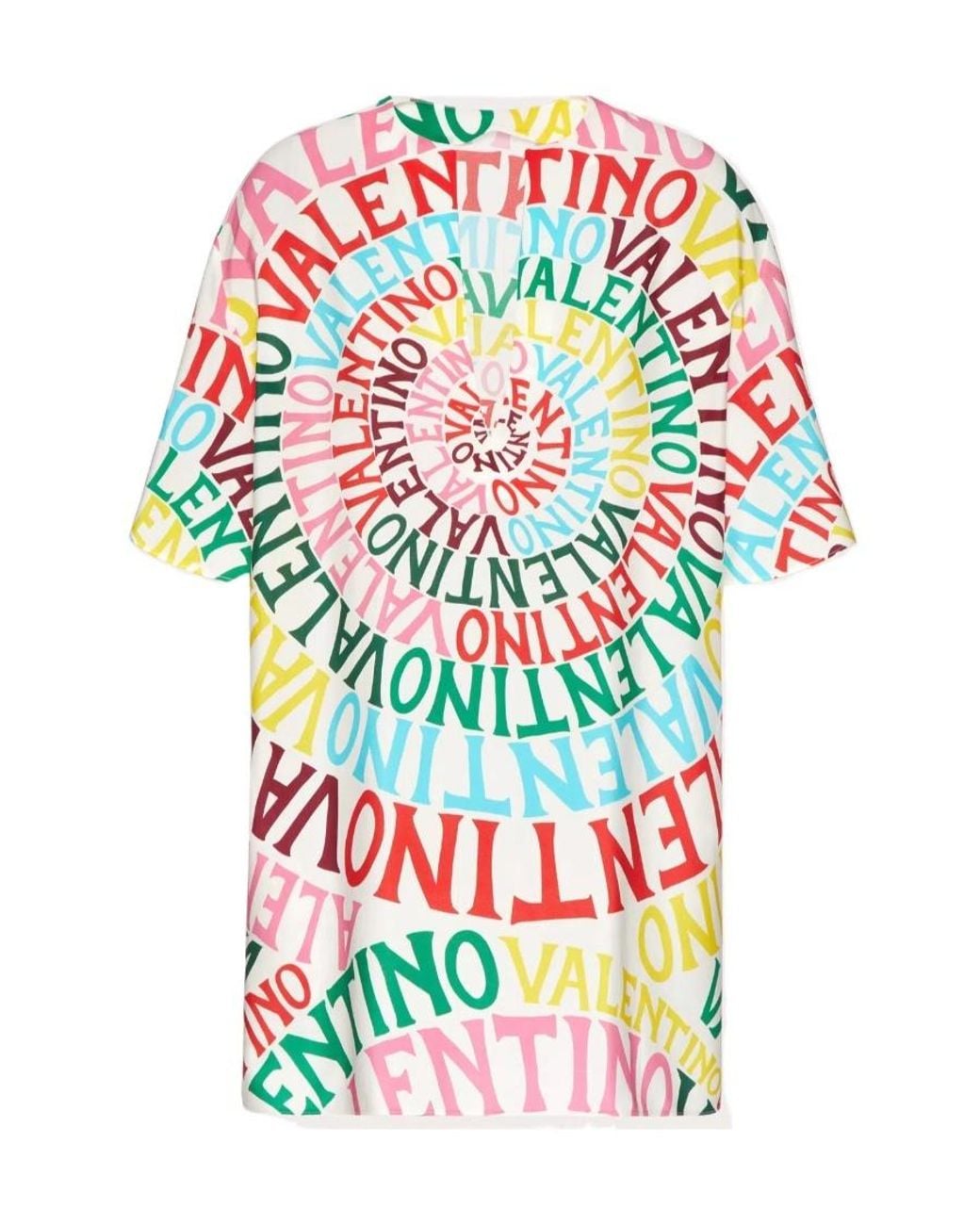 Valentino White Logo Ringed Crepe Chine Dress