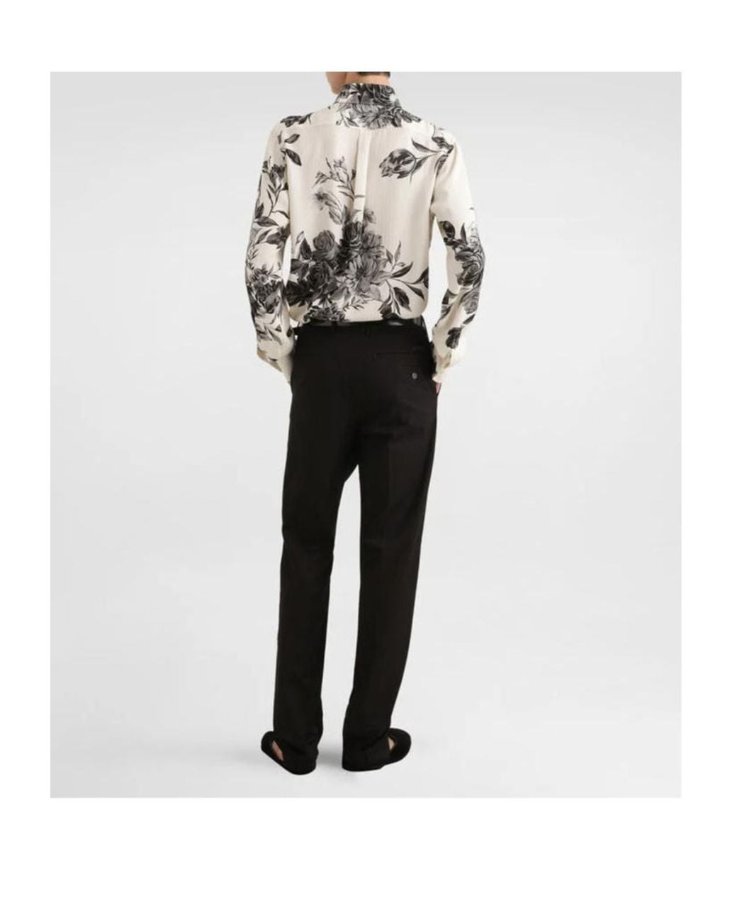 Dolce & Gabbana White Flower Bouquet-Printed Jacquard Shirt for men
