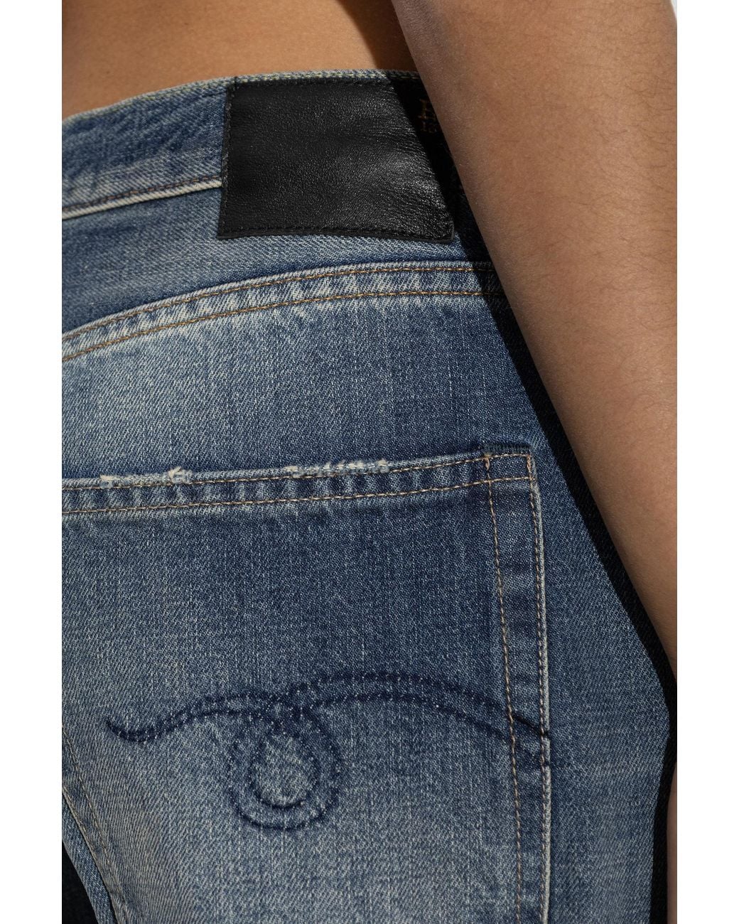 R13 Blue Faded Wide-Leg Jeans