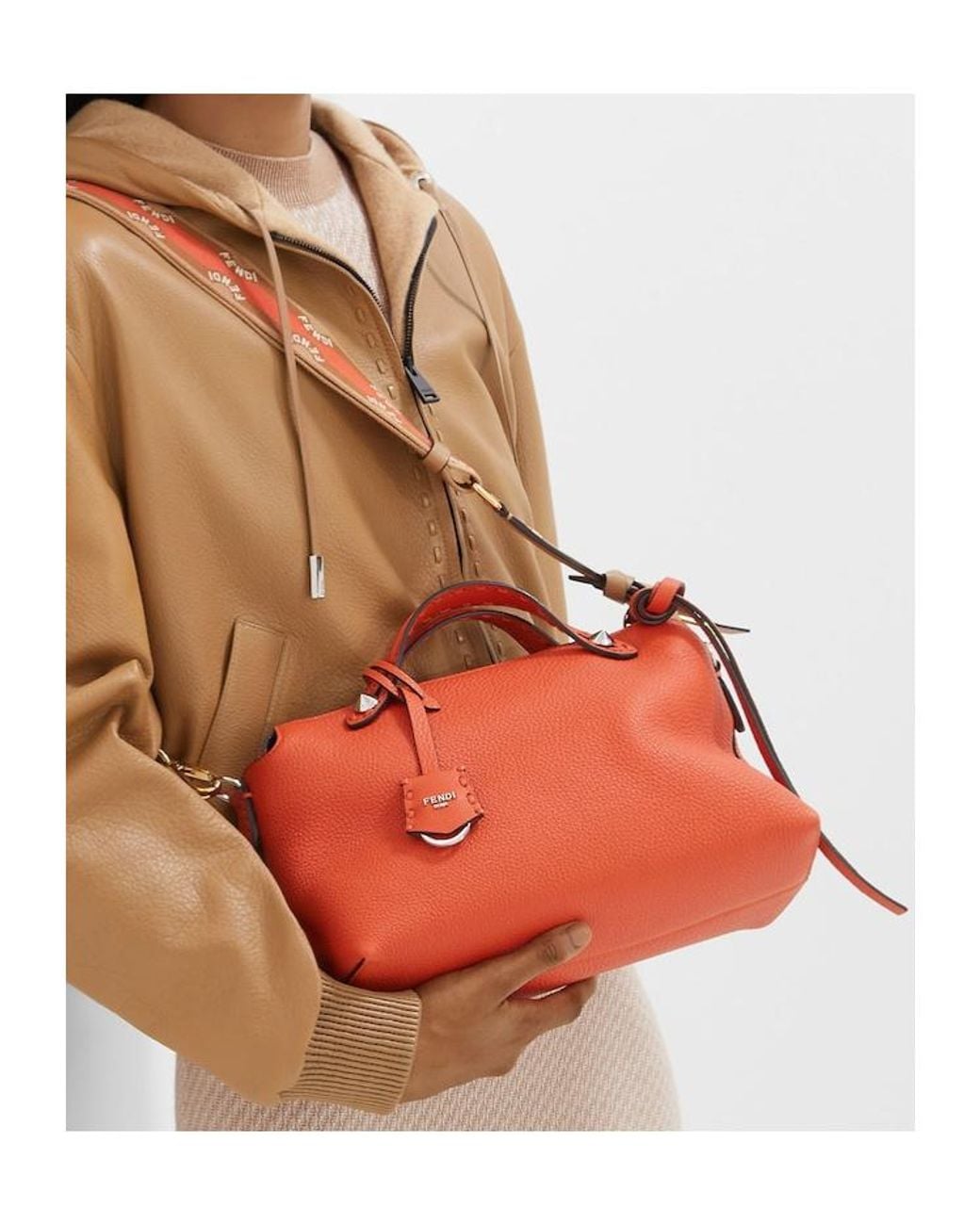 Fendi Orange By The Way Selleria Medium Crossbody Bag