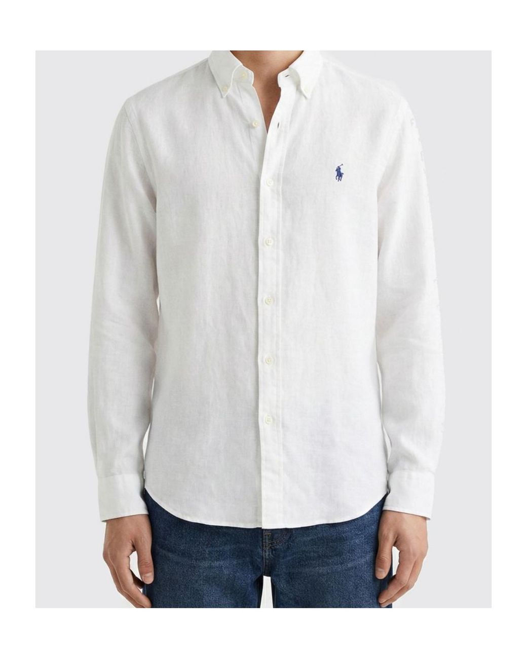 Ralph Lauren White Polo Logo Detailed Slim-Fit Shirt for men