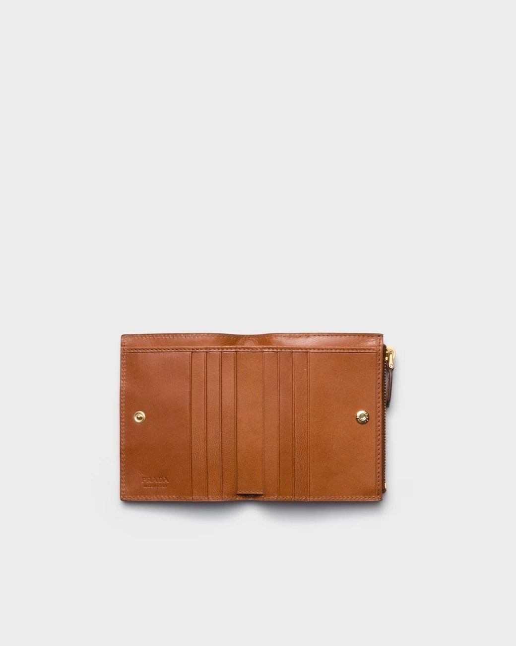 Prada Brown Small Woven Madras Leather Wallet