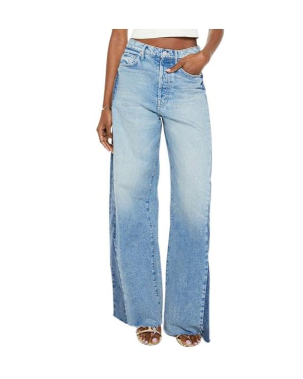Mother Blue Patchwork Panel Denim Jeans