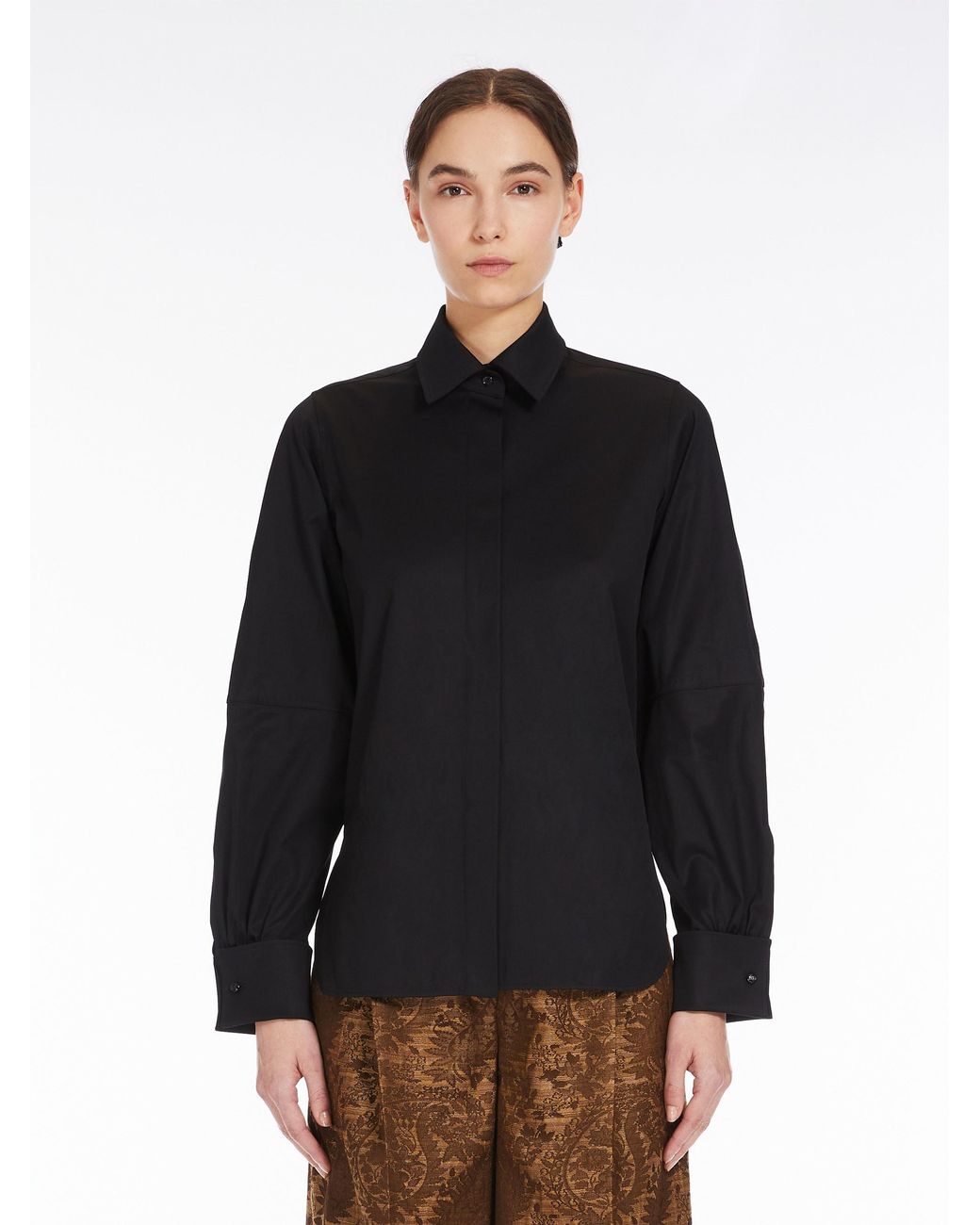 Max Mara Black Collared Long-Sleeved Shirt
