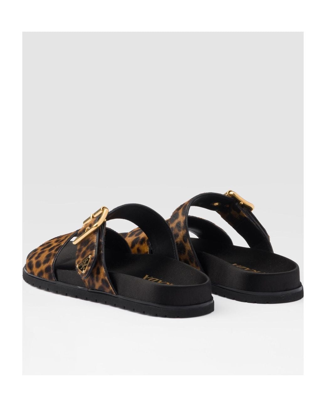 Prada Brown Animal Print Buckled Sandals