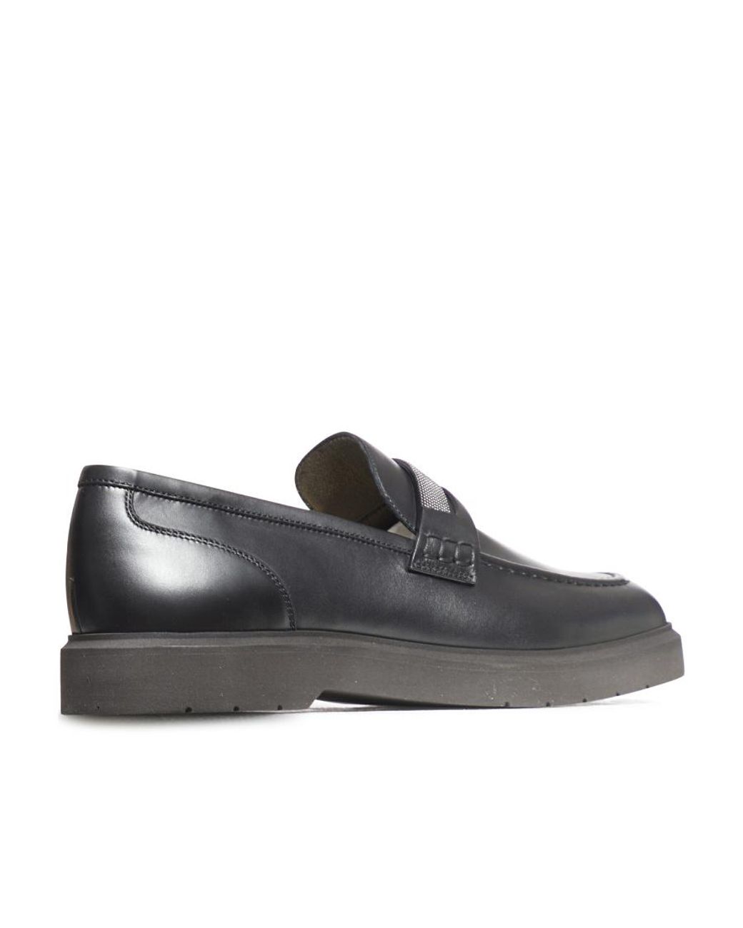 Brunello Cucinelli Gray Embellished Slip-On Loafers