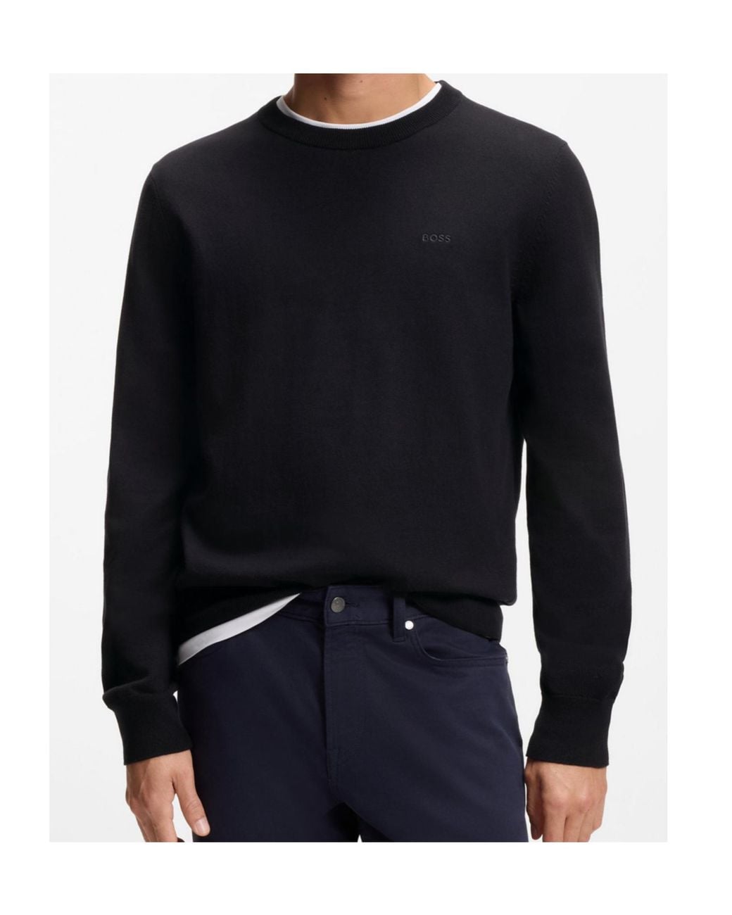 Boss Blue Logo Crew-Neck Sweatshirt for men
