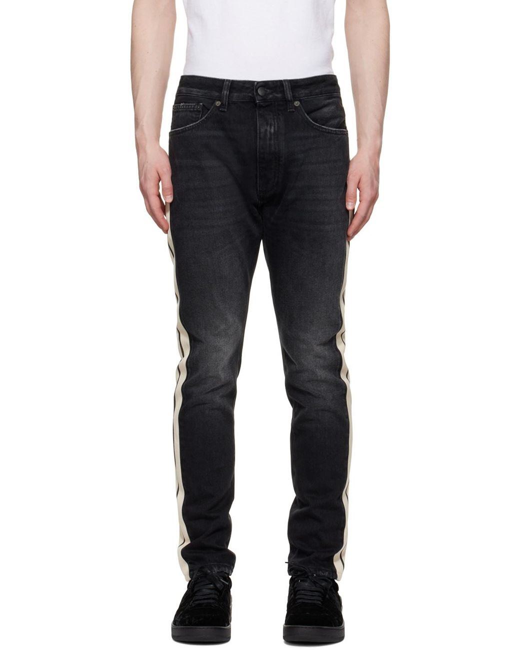 Palm Angels Black Washed Effect Slim-Fit Jeans for men