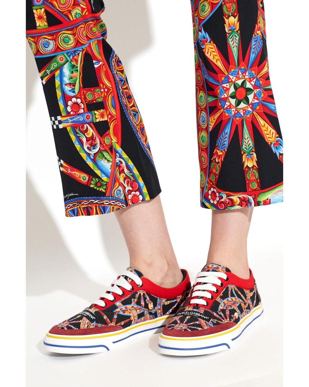 Dolce & Gabbana Red Carretto Printed Sports Shoes