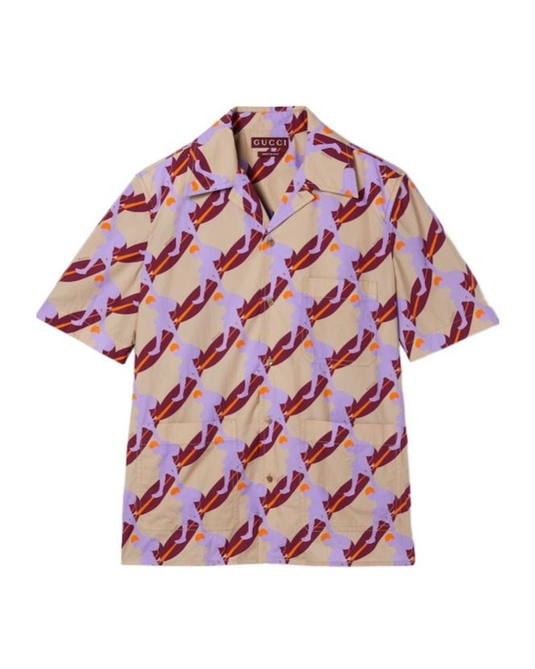 Gucci Red Graphic Print Short-Sleeve Shirt for men