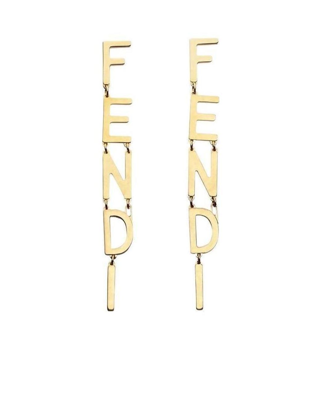 Fendi White Signature Drop Earrings
