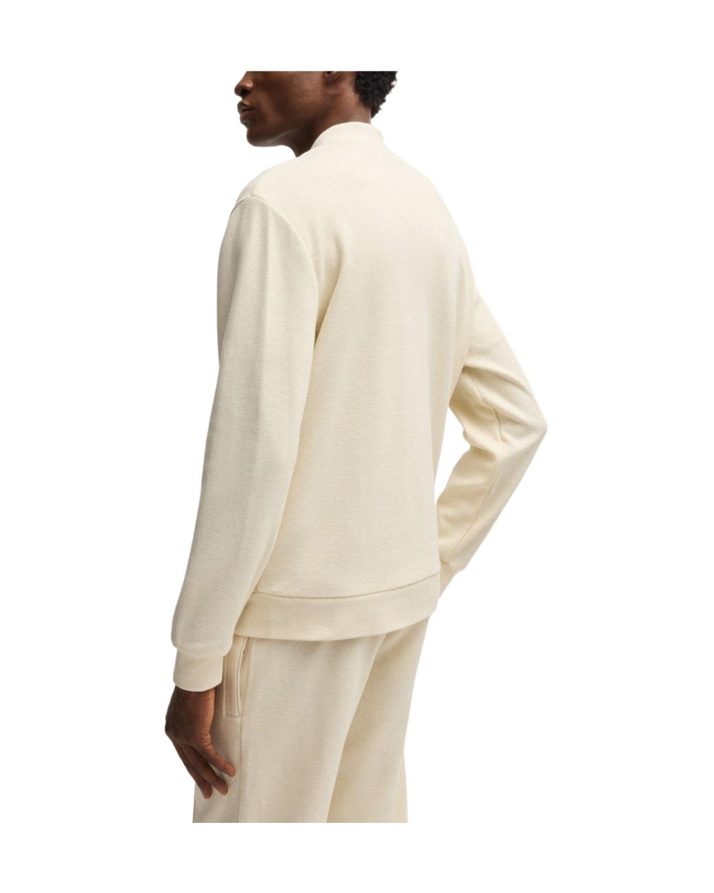 Boss White Baseballcollar Zipup Jacket for men