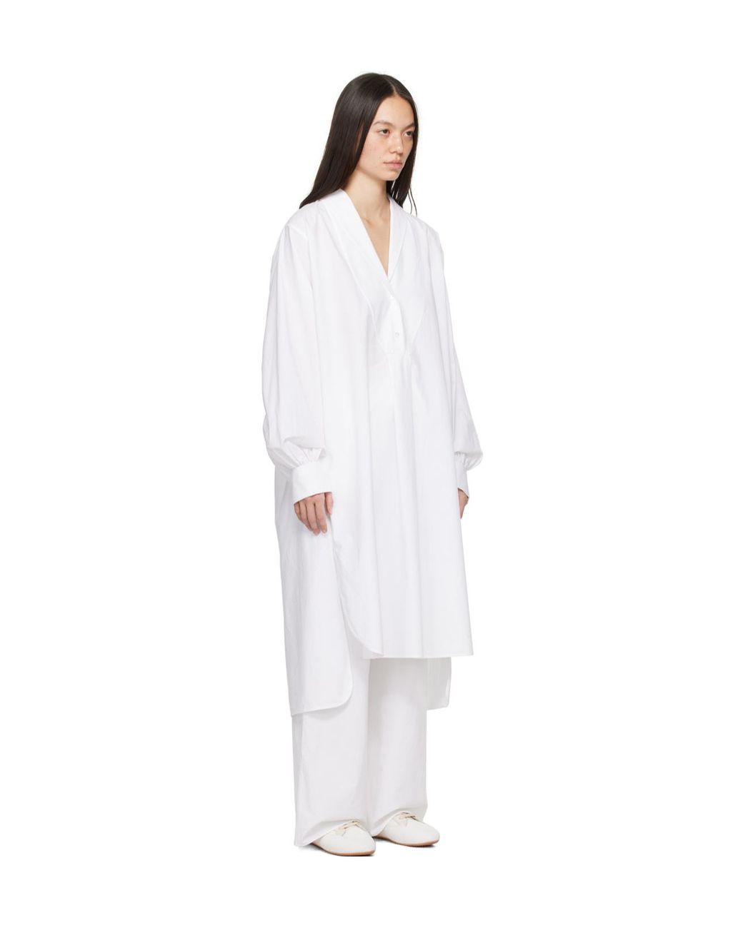 The Row White Elinor Cotton Shirt Dress