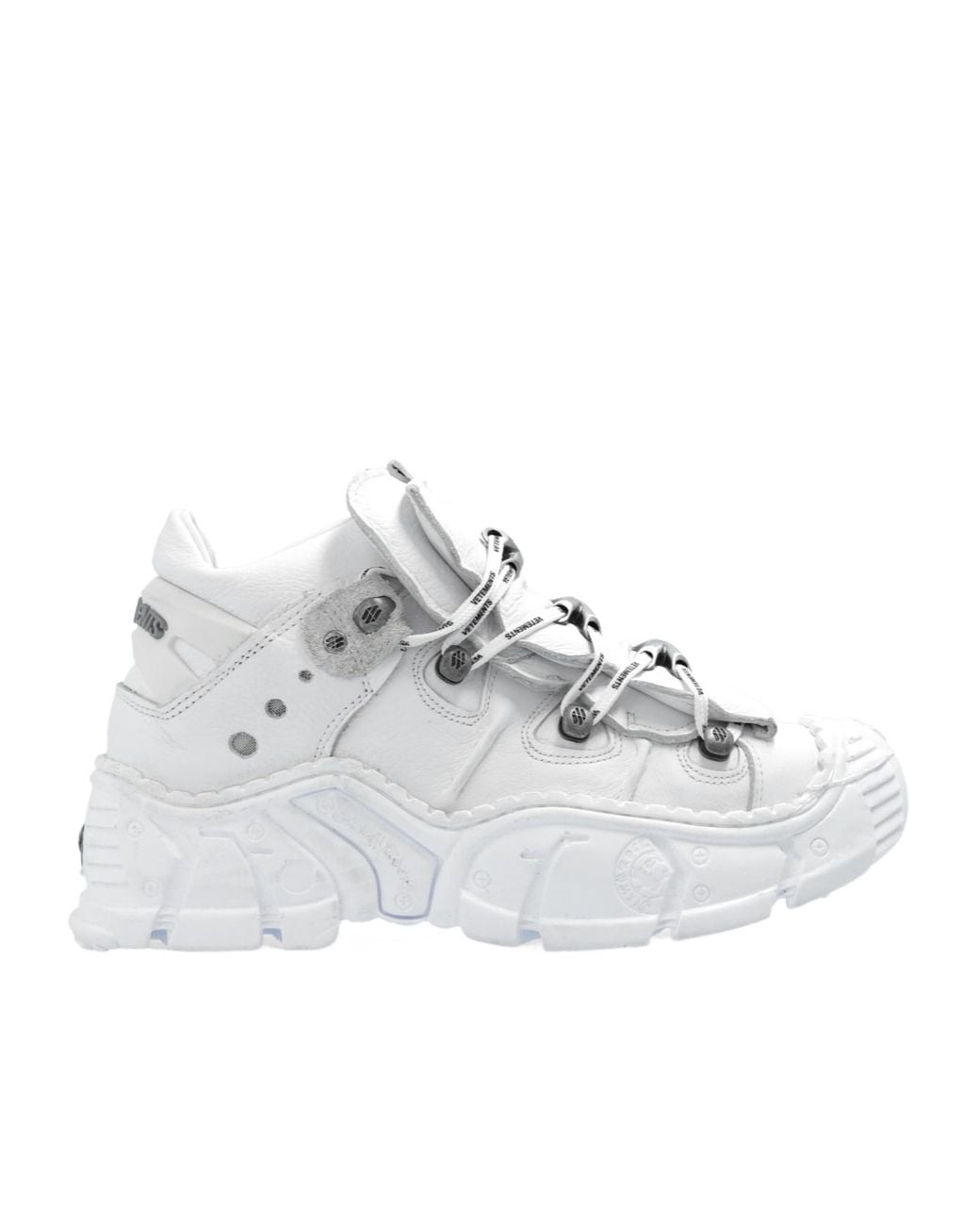 Vetements White X New Rock Logo Detailed Round Toe Sneakers