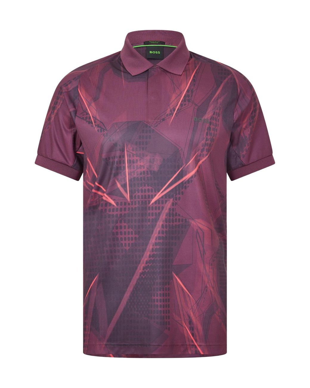 Boss Purple Allover Geometric Print Shortsleeve Polo Shir for men