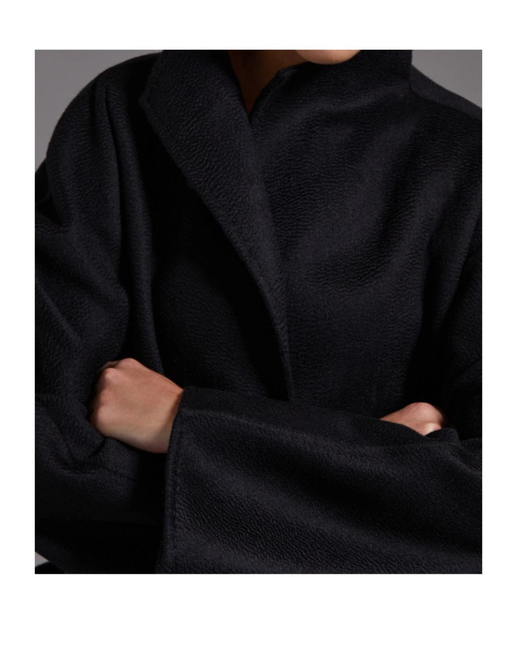 Max Mara Black Belted Stand-Collar Coat