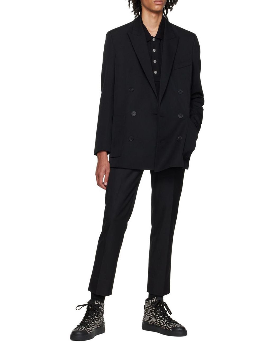 Balmain Black Double-Breasted Blazer for men