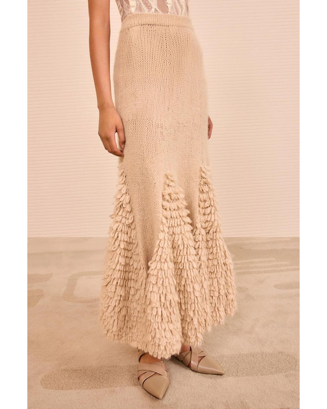 Ulla Johnson Natural Jupe Midi Circulaire En Laine