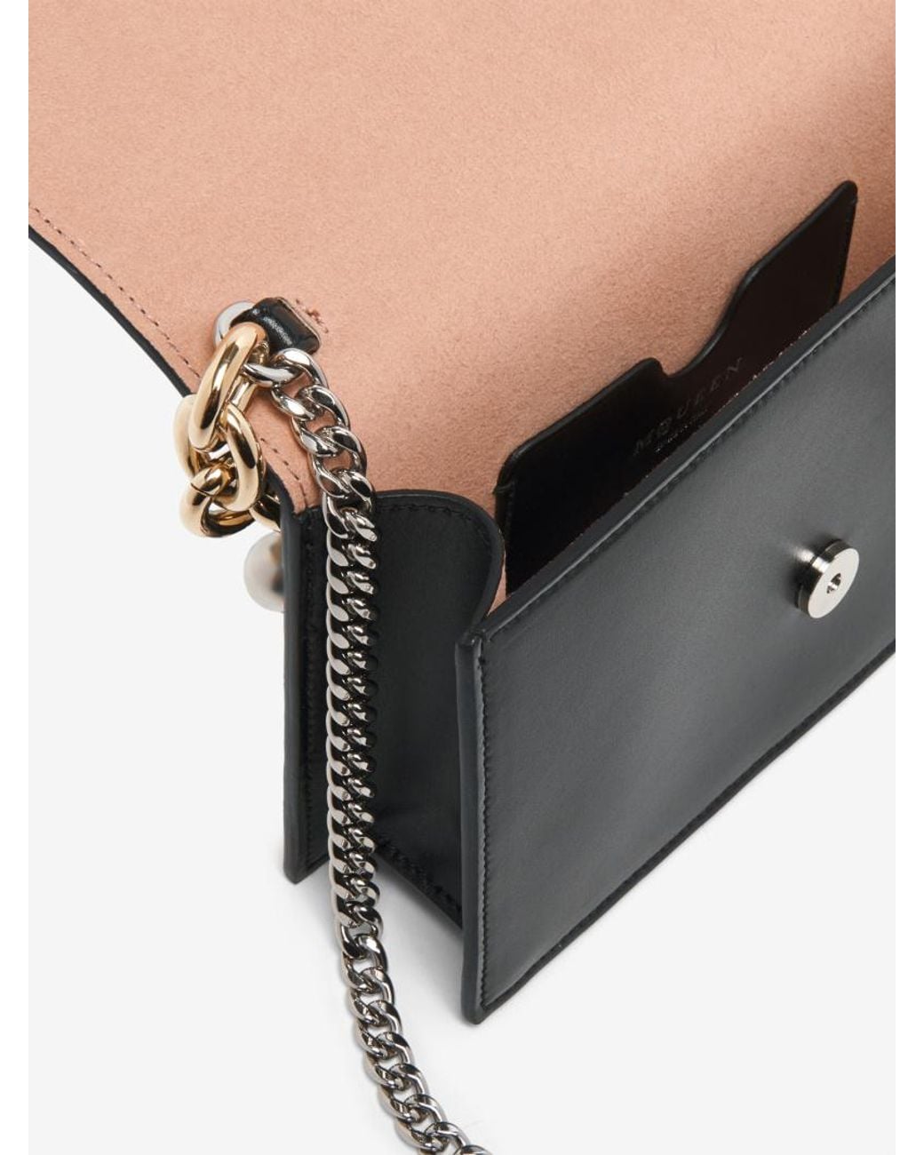 McQueen Black Skull Embellished Chained Clutch Bag