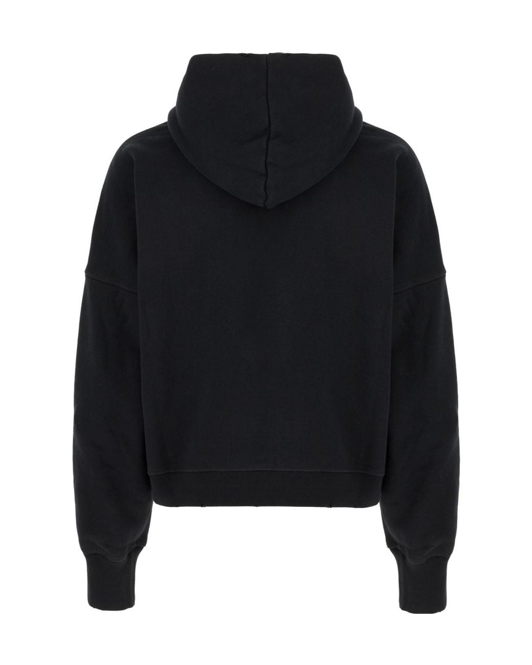 McQueen Black Skull Detailed Distressed Hoodie for men