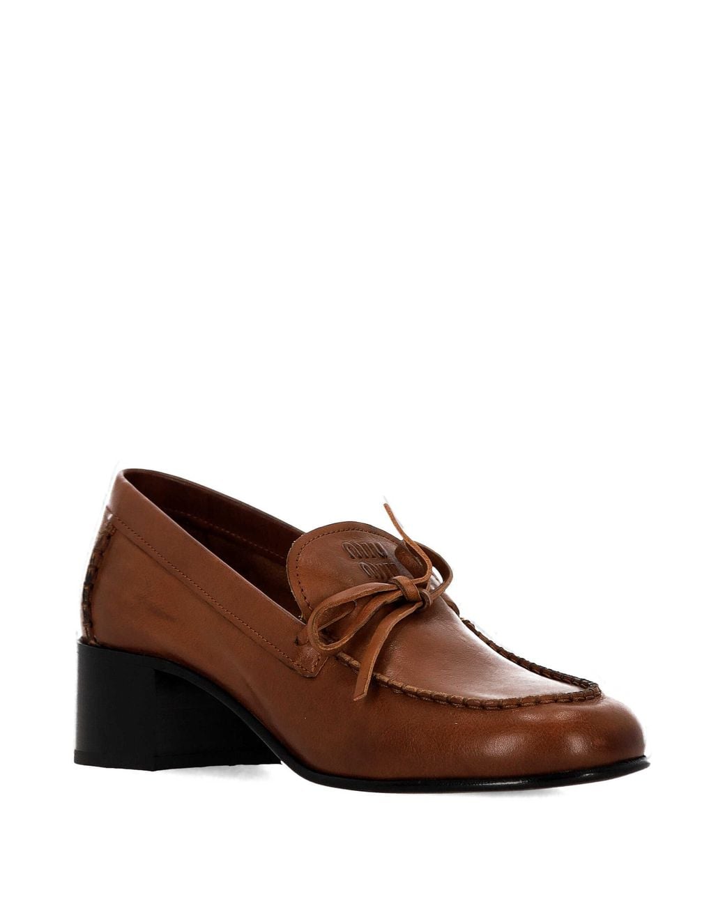 Miu Miu Brown Bow-Detail Leather Loafers