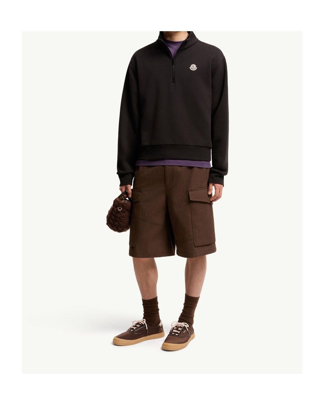 Moncler Black Logo Patch Zip-Up Sweatshirt for men