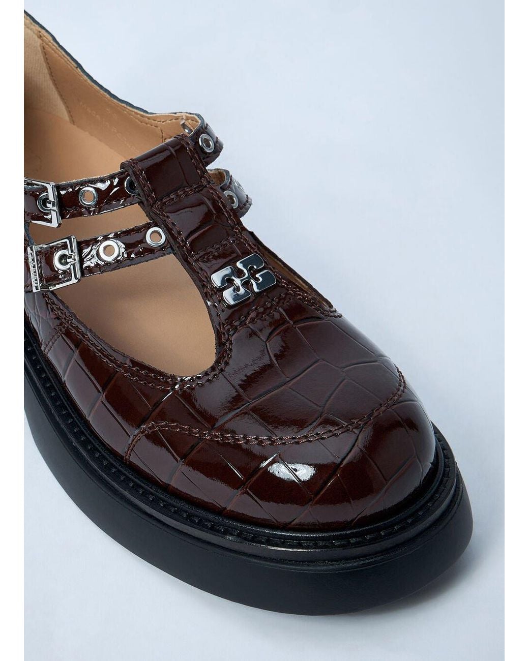 Ganni Black Butterfly Mary Jane Round Toe Shoes