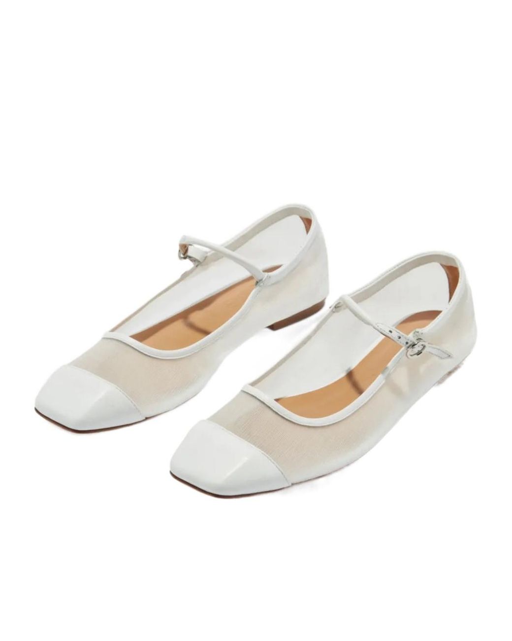 Aeyde White Uma Mesh Ballerina Flats