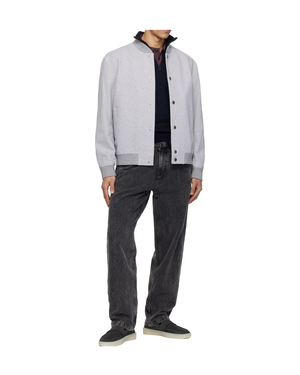 Boss Gray Long-Sleeved Aviator Casual Jacket for men