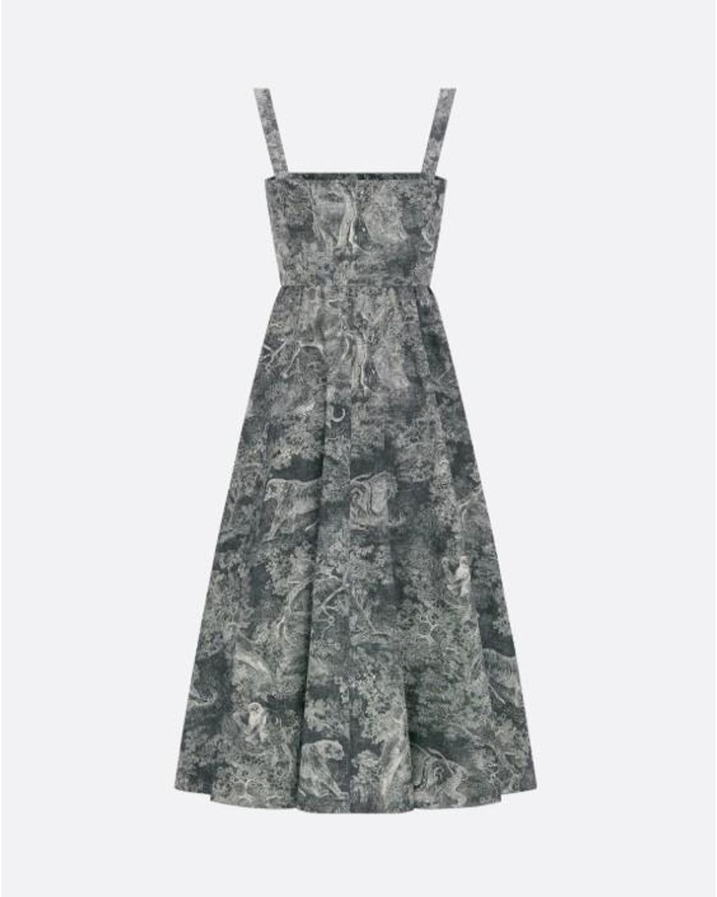 Dior Gray Iviera Mid-Length Flared Dress