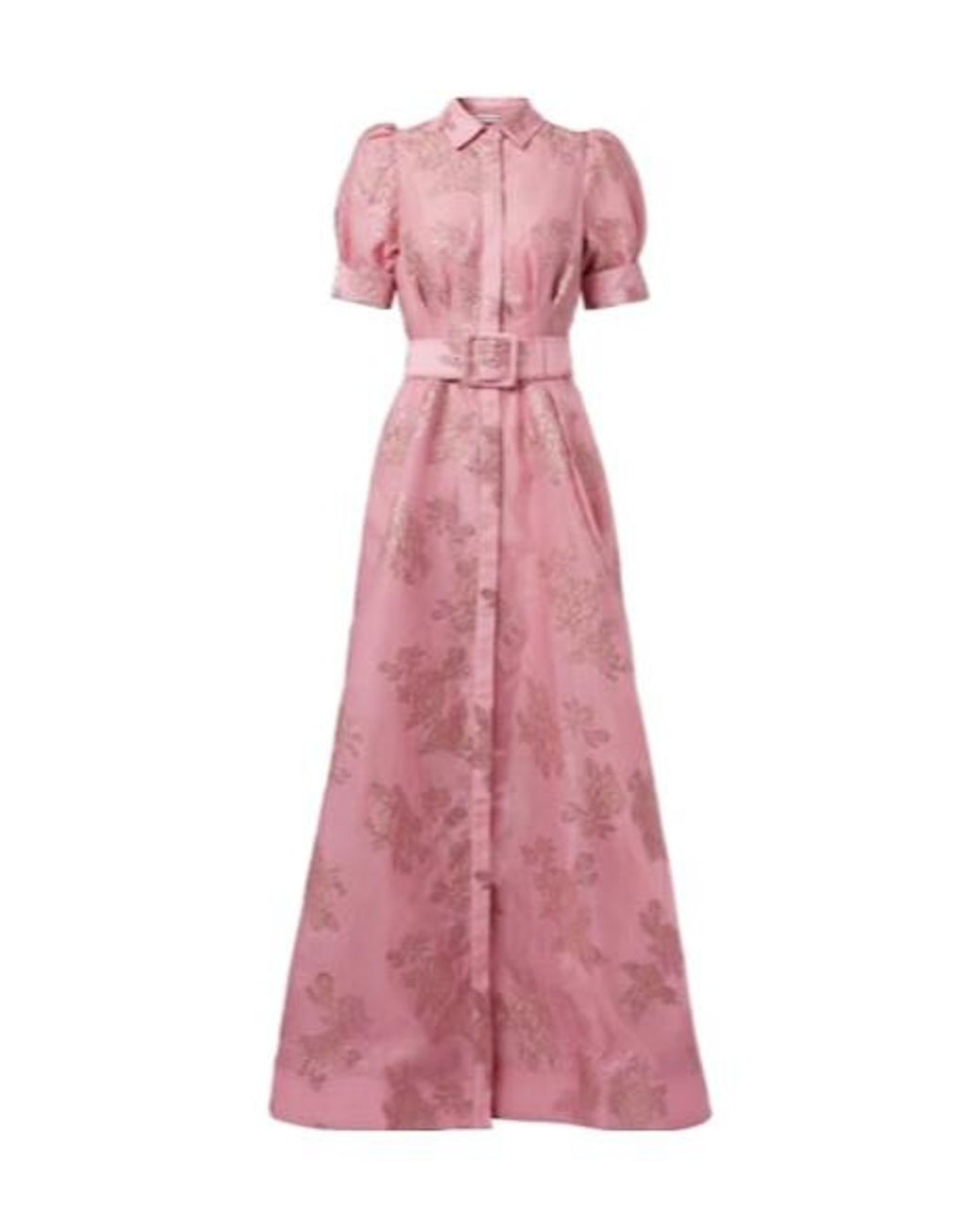 Rebecca Vallance Pink Benette Belted Brocade Shirt Dress